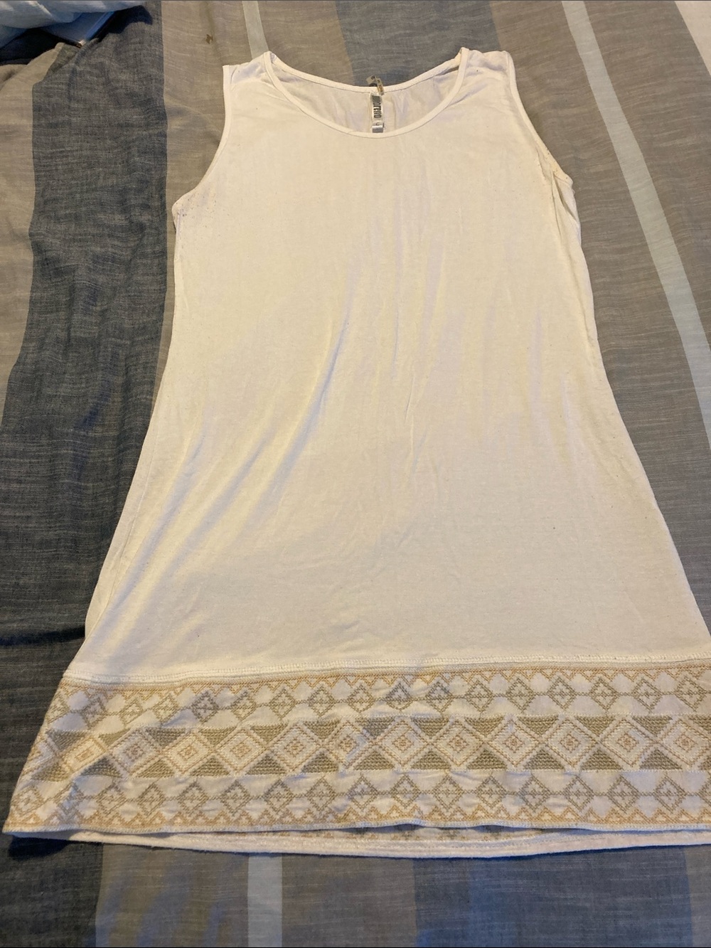 Monoreno Cream Tank Top with Gold Trim